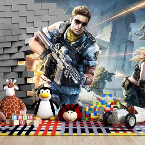 پوستر دیواری - زن - مرد - اسلحه - بازی Child-A581