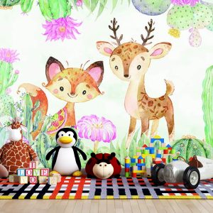پوستر دیواری جنگل - گوزن - روباه Child-A596