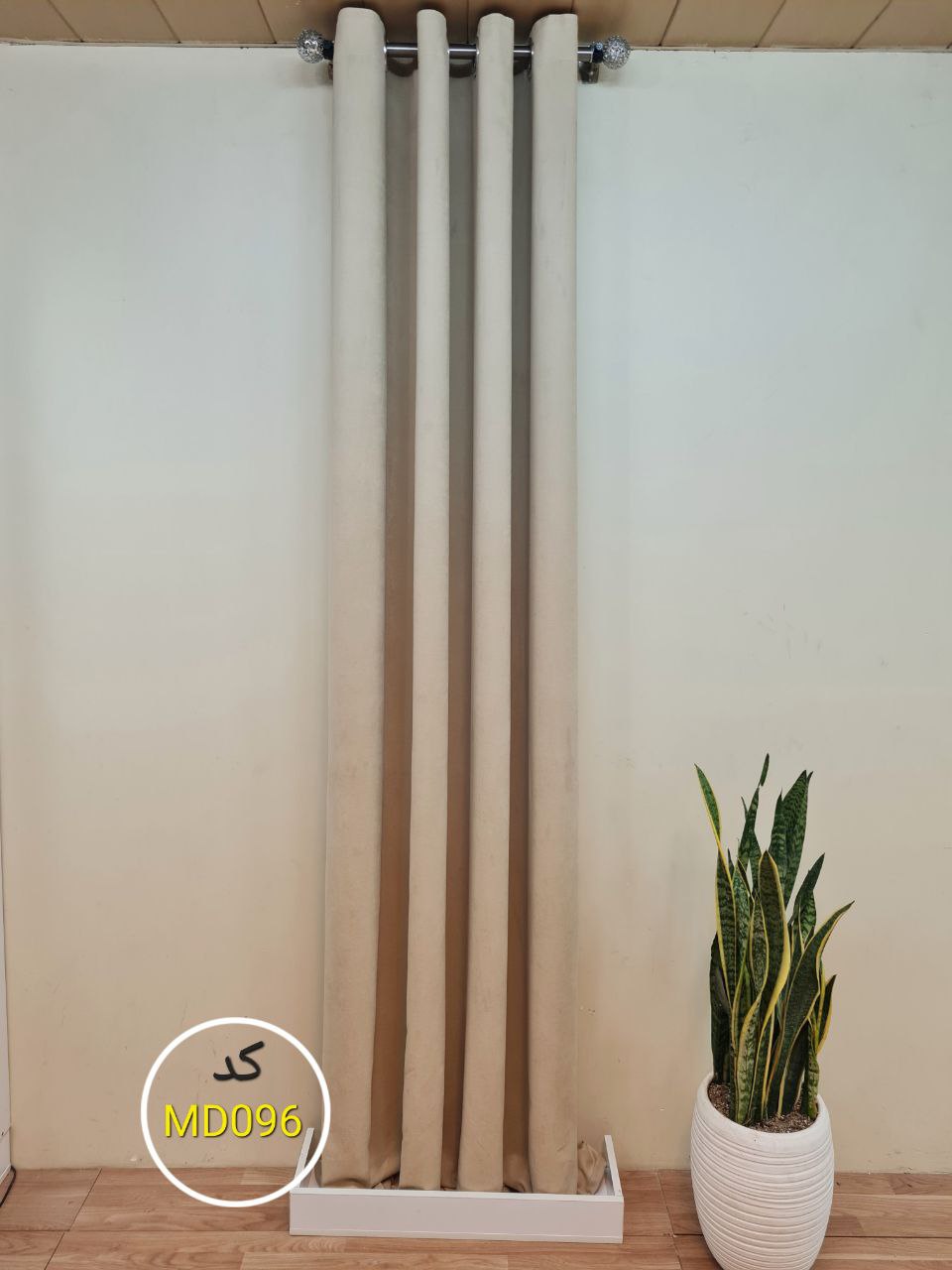 پرده کتان هازان خاکی کدmd096 - Image 3