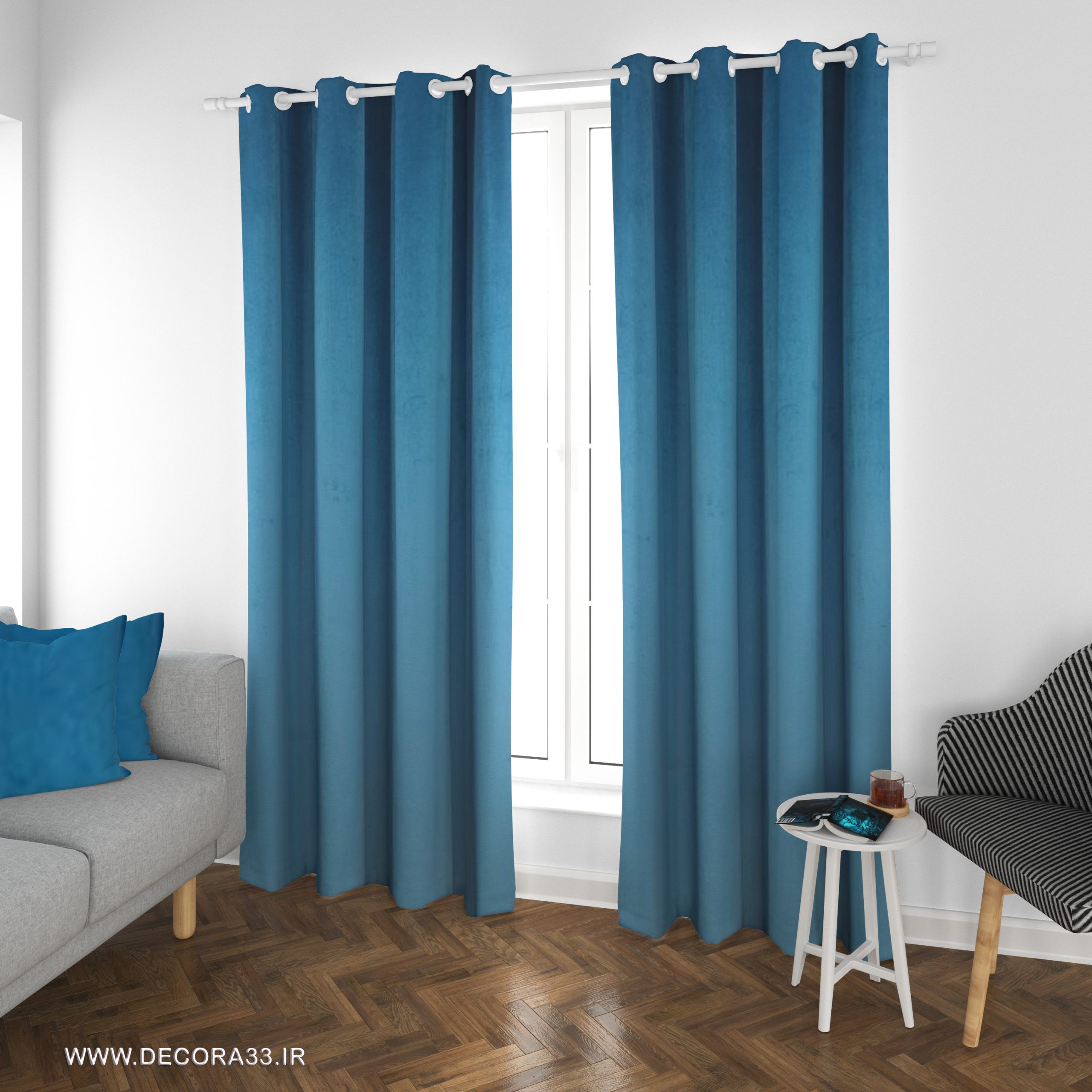 پرده مخمل کالیفرنیا آبی B106