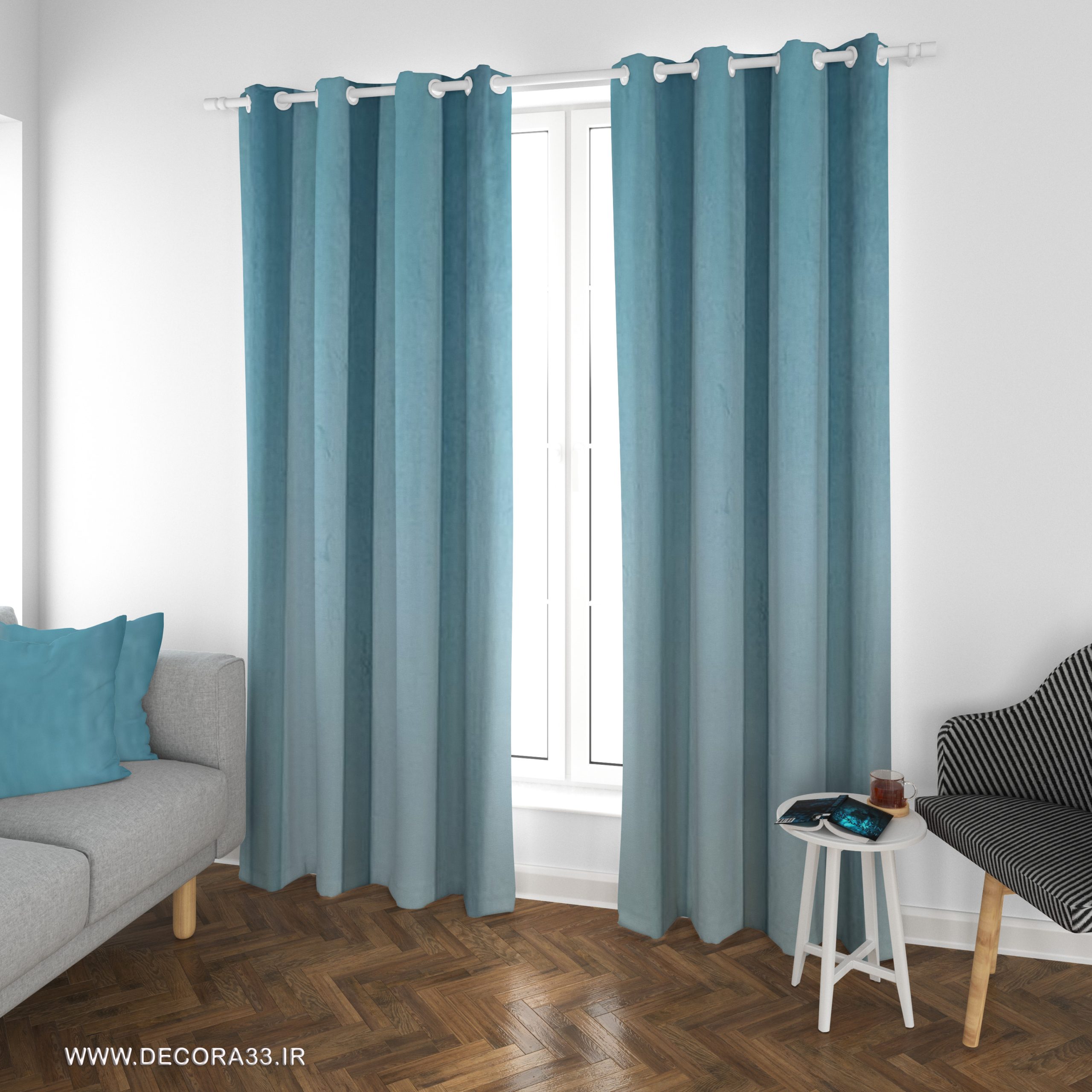 پرده مخمل کالیفرنیا آبی کدB58