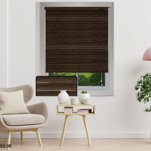 پرده کرکره فلزی طرح چوب رنگ قهوه ای سوخته کد 7124
