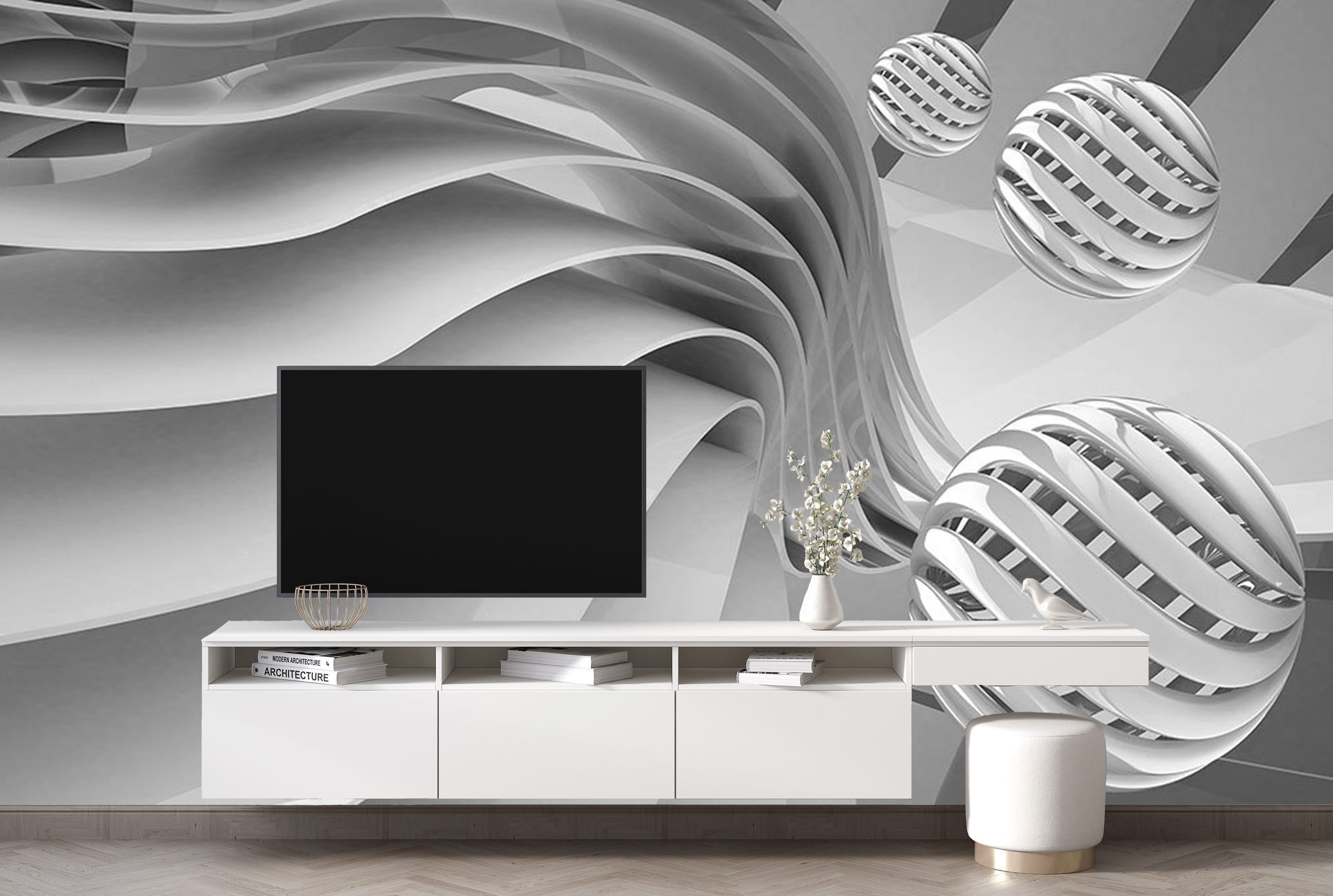 پوستر دیواری گوی طوسی 3D-C336 - Image 3