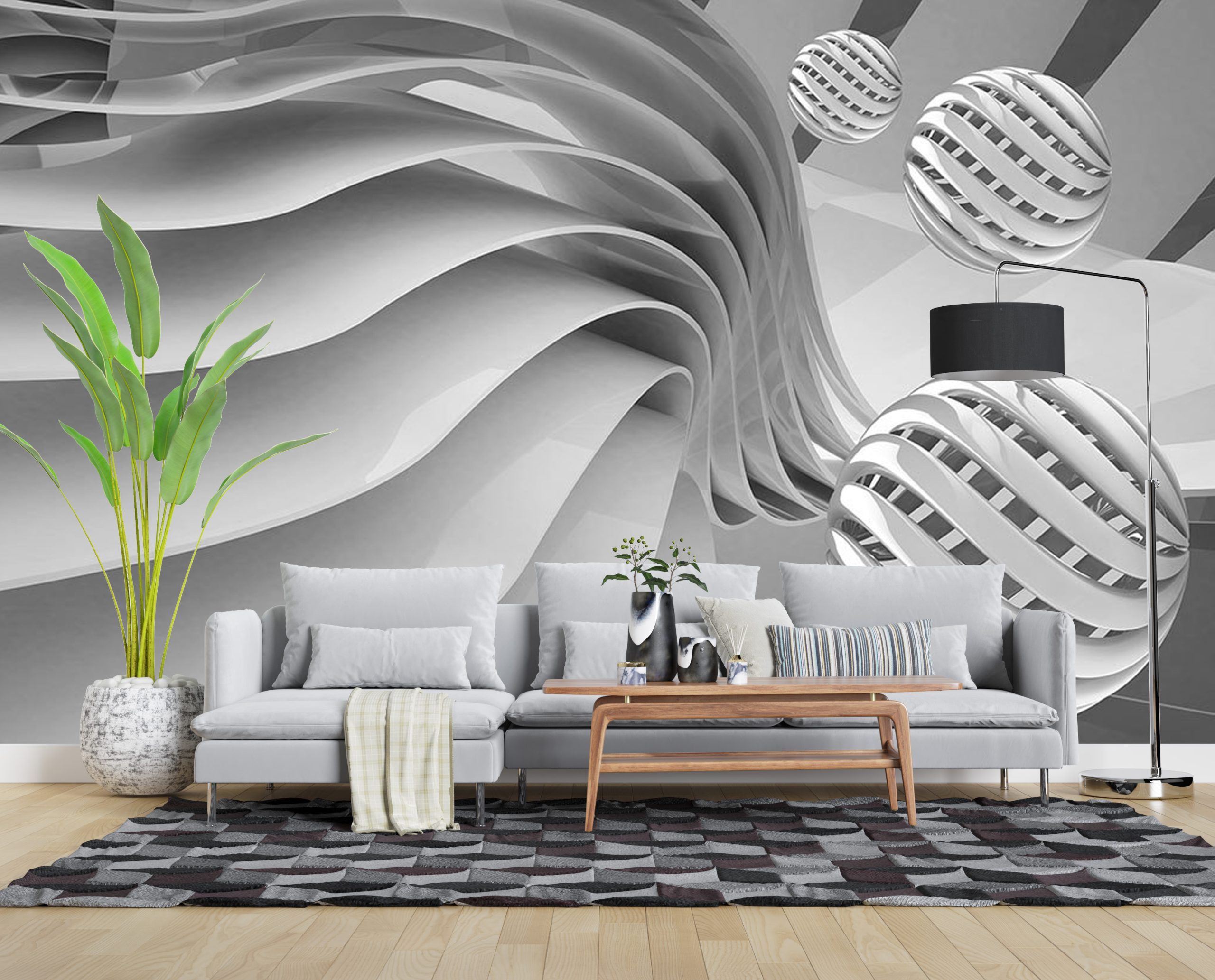 پوستر دیواری گوی طوسی 3D-C336