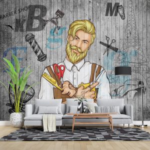 پوستر دیواری  آرایشگاه  مردانه WORLD-PB69