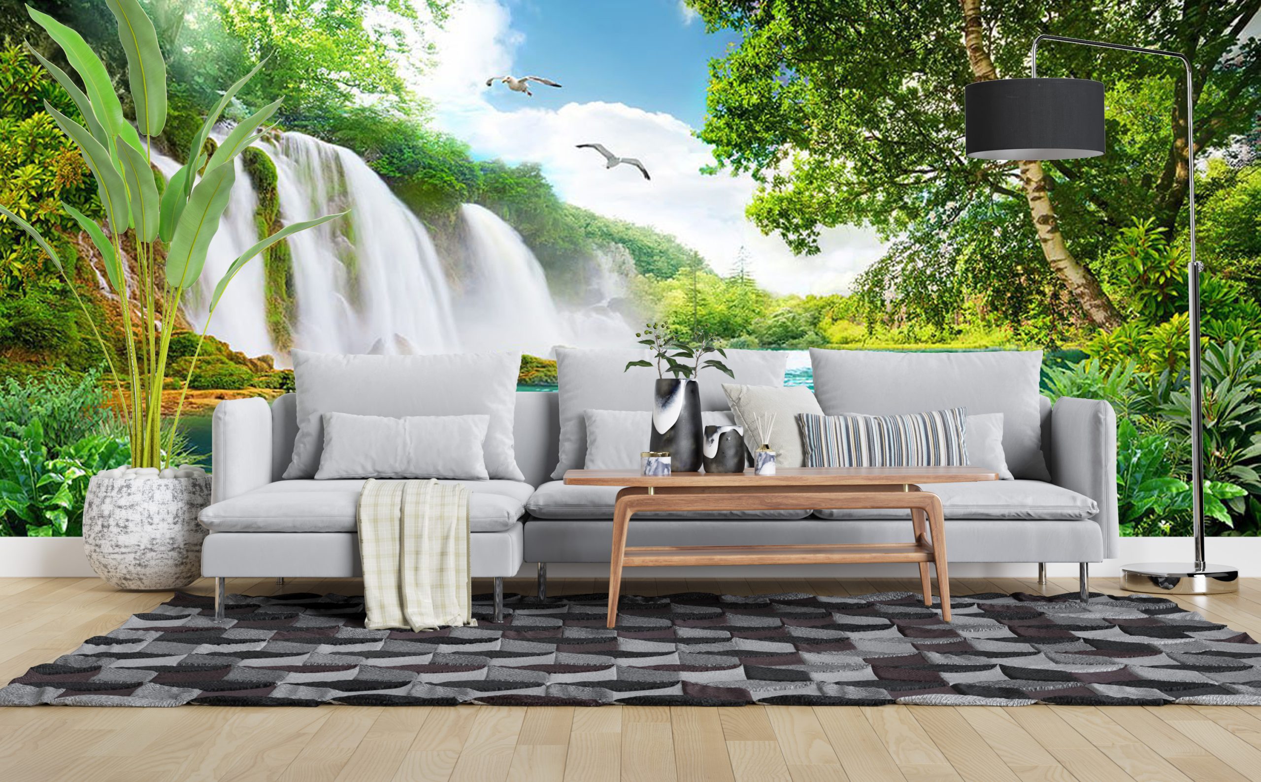 پوستر دیواری دریاچه و آبشار NATURE-L699