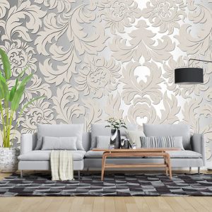 پوستر دیواری  هنری - داماسک - کرم - طوسی ART-CR410