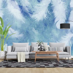 پوستر دیواری پتینه - پر - آویز - آبی Art-CR415