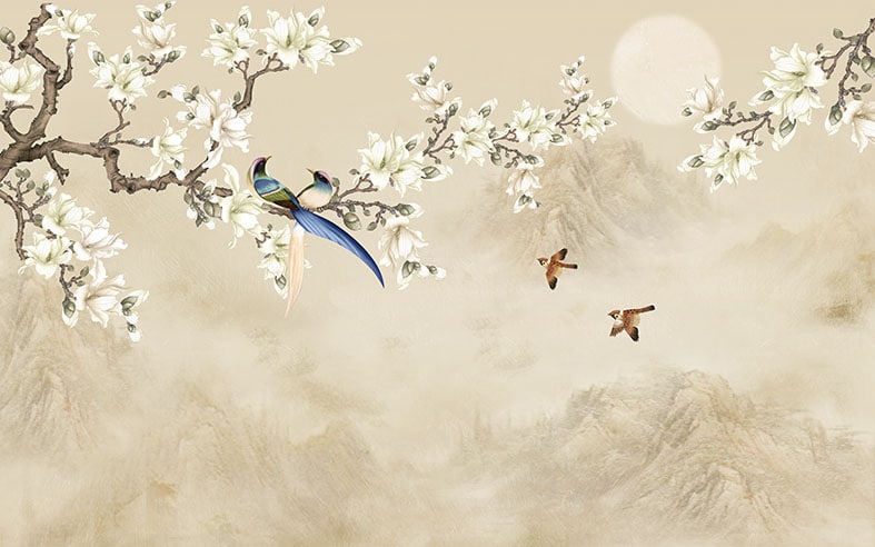 پوستر دیواری سه بعدی - گل - پرنده - کوه - شکوفه 3D-F947 - Image 4