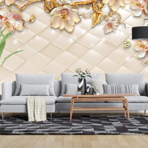 پوستر دیواری سه بعدی - گل - لوزی - پروانه 3D-F968