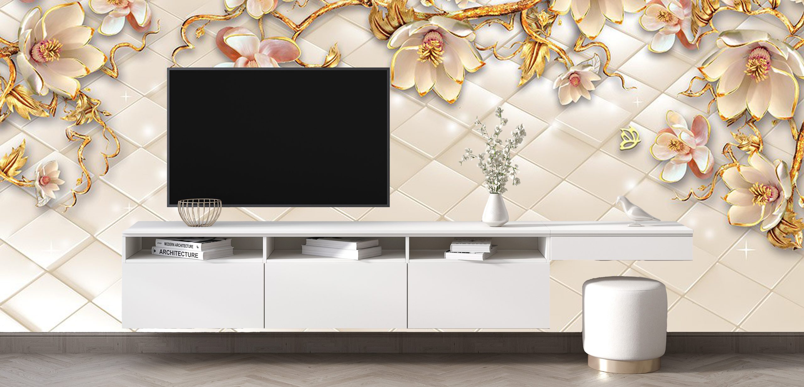 پوستر دیواری سه بعدی - گل - لوزی - پروانه 3D-F968 - Image 3