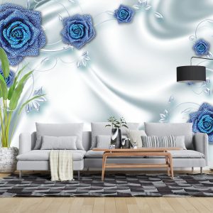 پوستر دیواری سه بعدی - گل - آبی 3D-F957