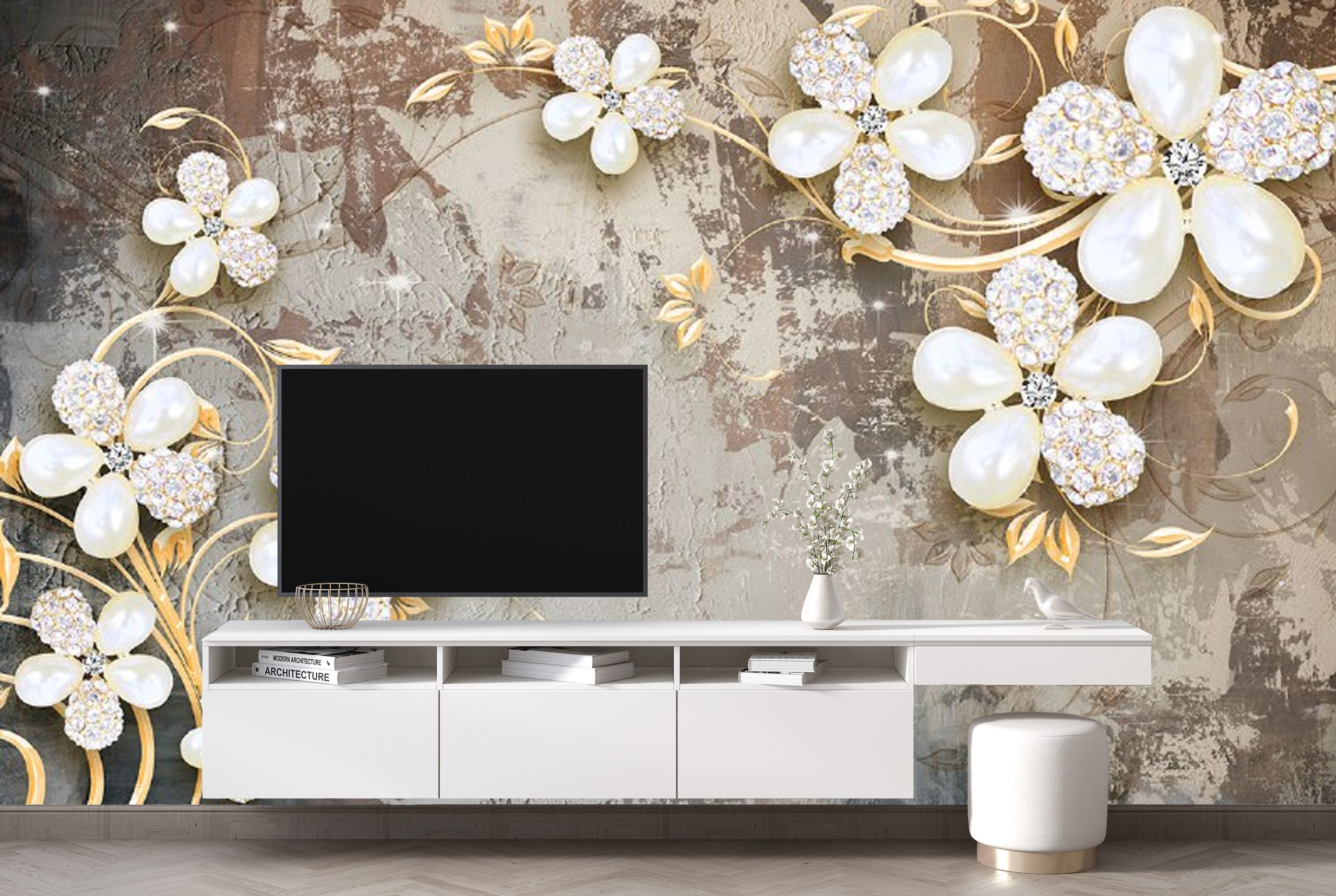 پوستر دیواری سه بعدی گل رز طلایی پیتنه 3D-F954 - Image 3