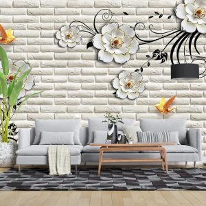 پوستر دیواری سه بعدی گل و پرنده 3D-F951