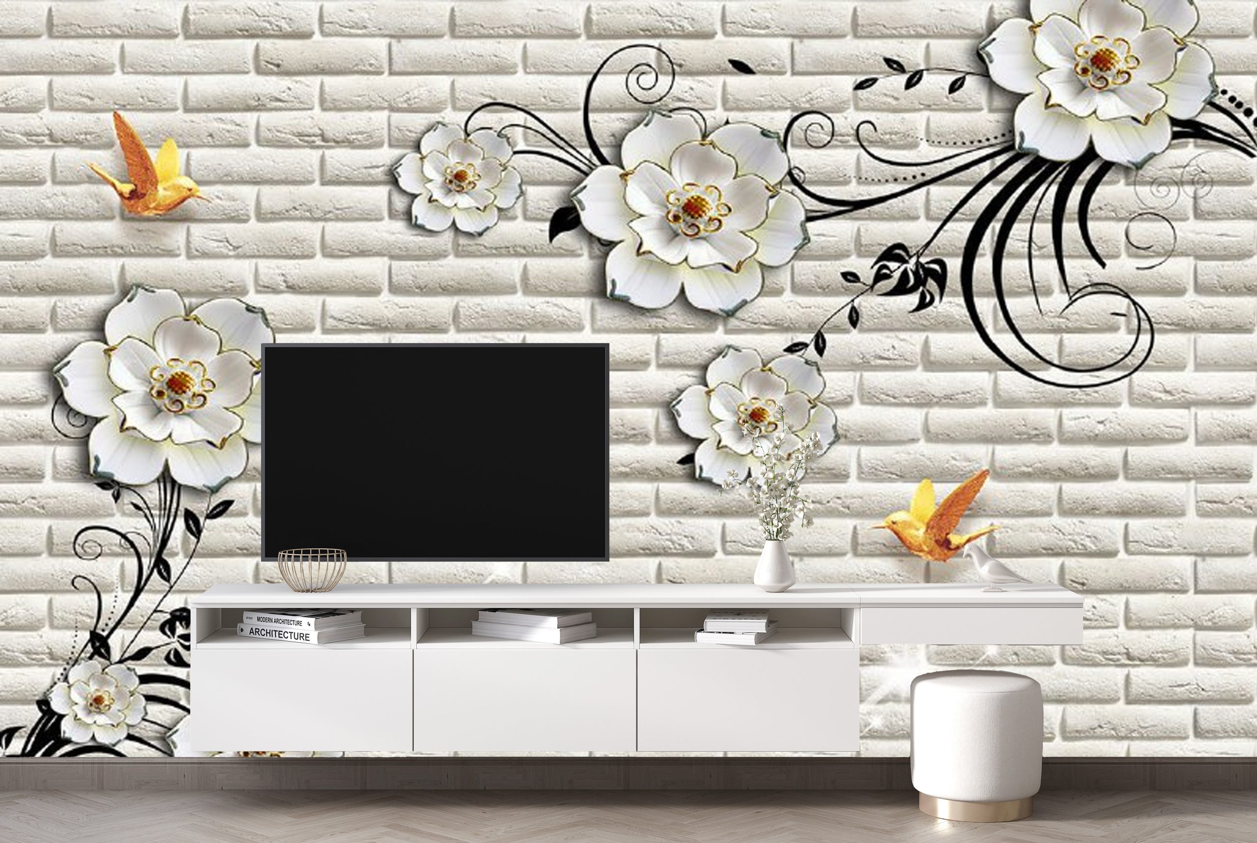 پوستر دیواری سه بعدی گل و پرنده 3D-F951 - Image 3