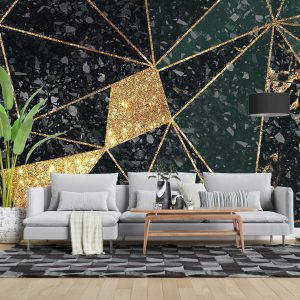 پوستر دیواری سنگ مرمر طلایی سبز ART-CR380