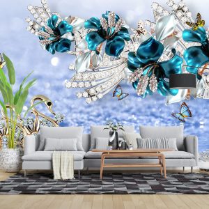 پوستر دیواری سه بعدی - گل - پروانه - قو - نگین - جواهر 3D-F944