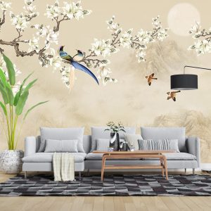 پوستر دیواری سه بعدی - گل - پرنده - کوه - شکوفه 3D-F947