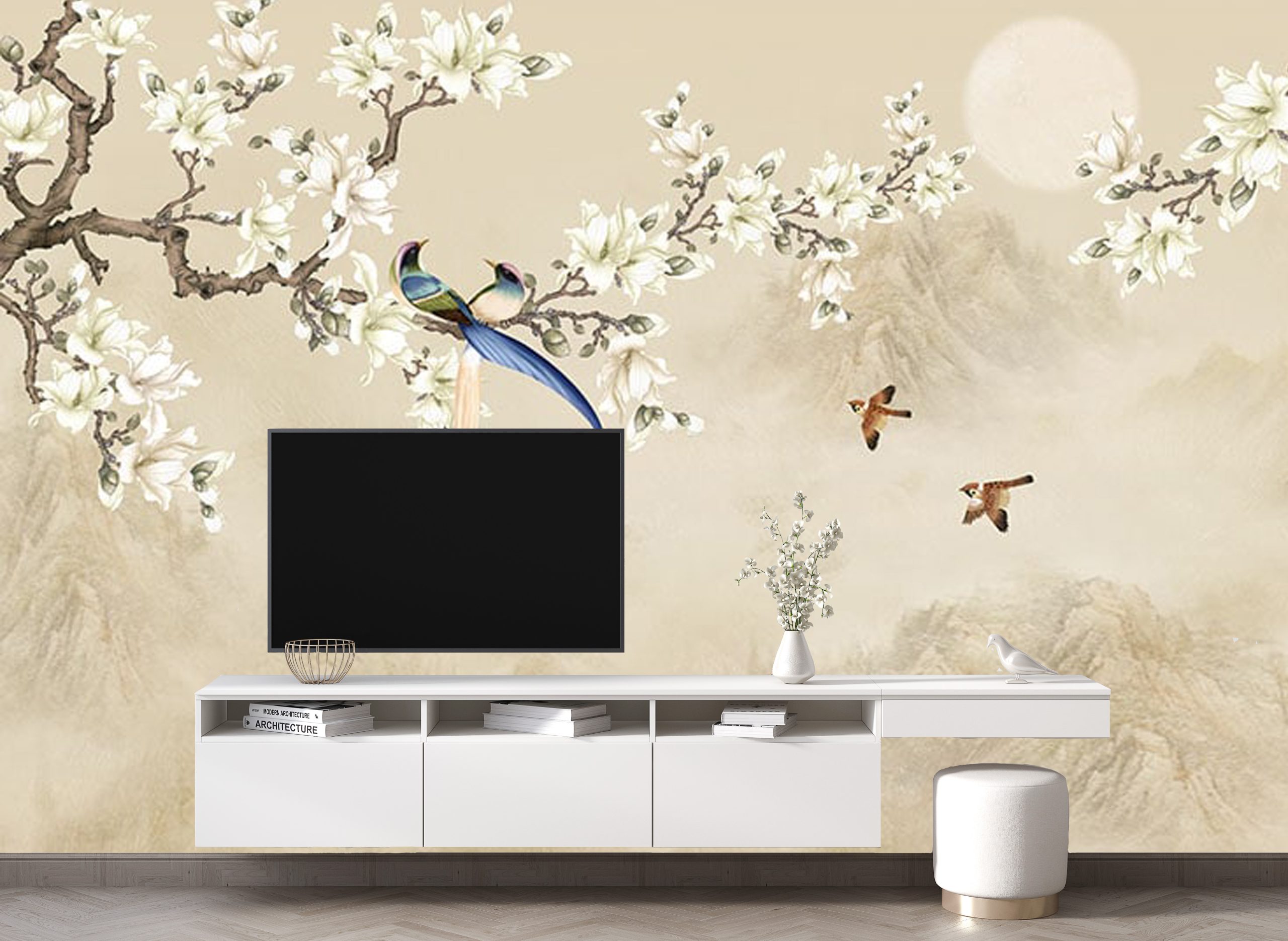 پوستر دیواری سه بعدی - گل - پرنده - کوه - شکوفه 3D-F947 - Image 3