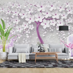 پوستر دیواری سه بعدی - گل - شکوفه - آهو - درخت - گوزن 3D-F948