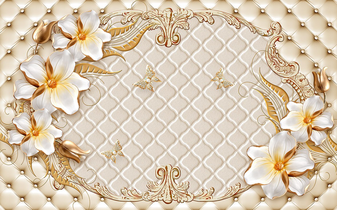پوستر دیواری سه بعدی - گل - طلایی - لمسه - پروانه 3D-F963 - Image 4
