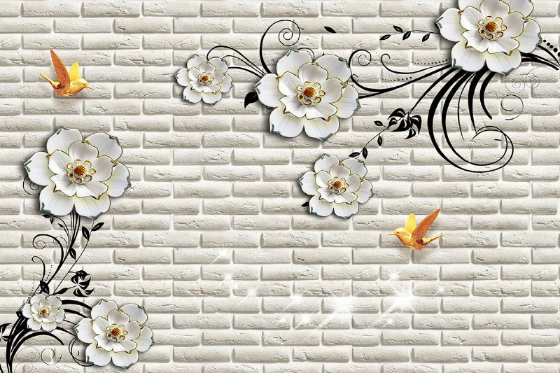 پوستر دیواری سه بعدی گل و پرنده 3D-F951 - Image 4
