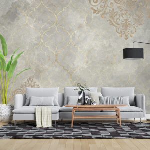 پوستر دیواری خلاقانه - طوسی - سنگ - داماسک ART-CR366