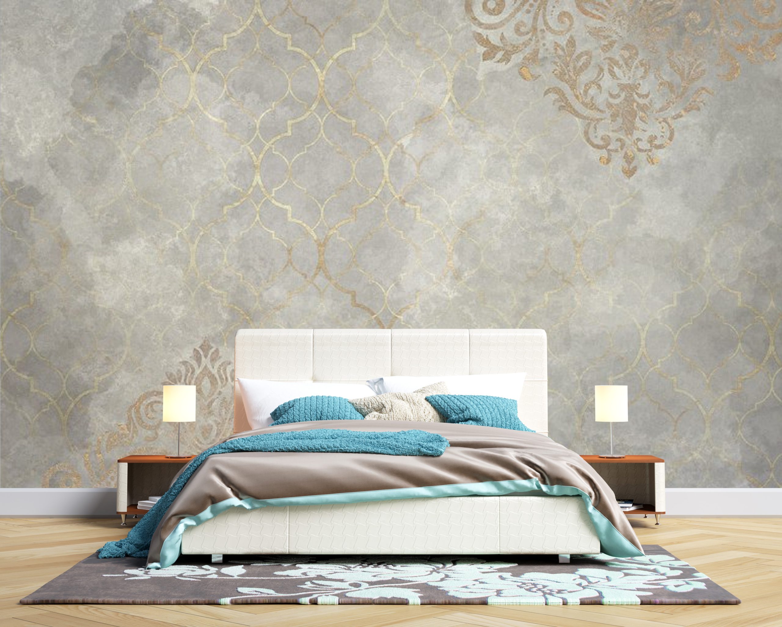 پوستر دیواری خلاقانه - طوسی - سنگ - داماسک ART-CR366 - Image 2