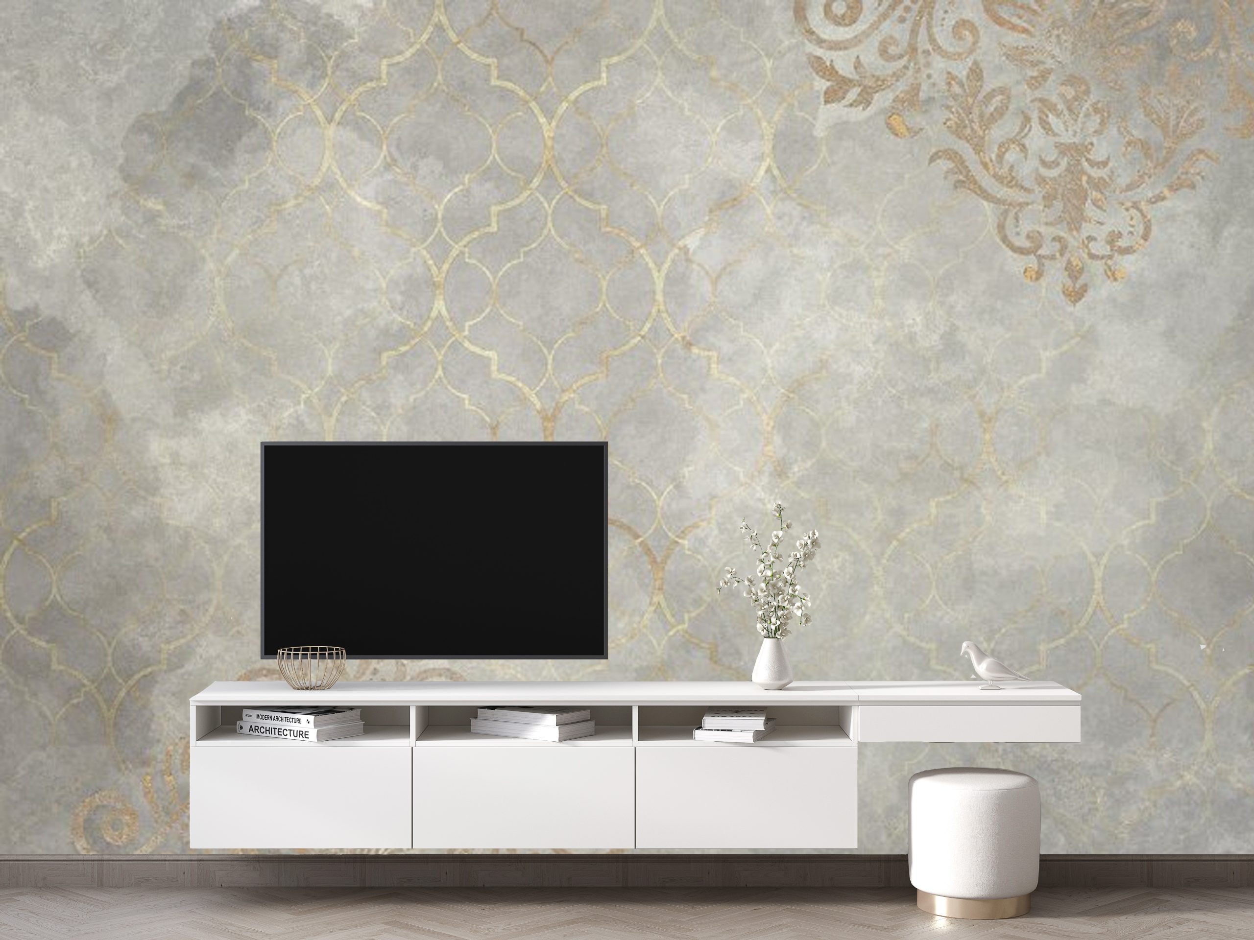 پوستر دیواری خلاقانه - طوسی - سنگ - داماسک ART-CR366 - Image 3