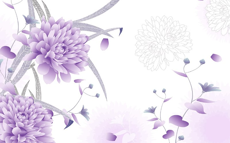 پوستر دیواری سه بعدی - گل - سفید - بنفش 3D-F939 - Image 4